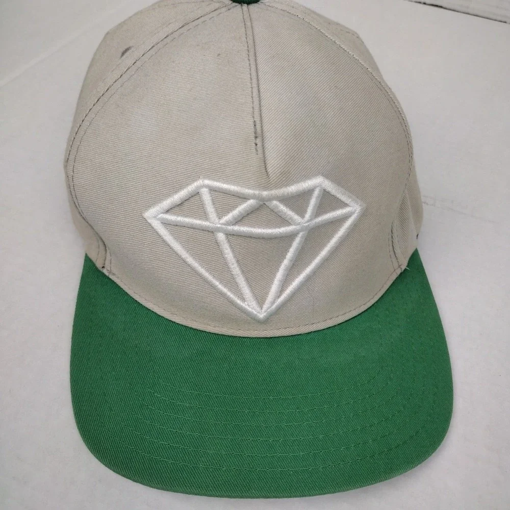 Diamond Supply Co Baseball Hat Cap Adjustable Snapback Green Tan Big Logo